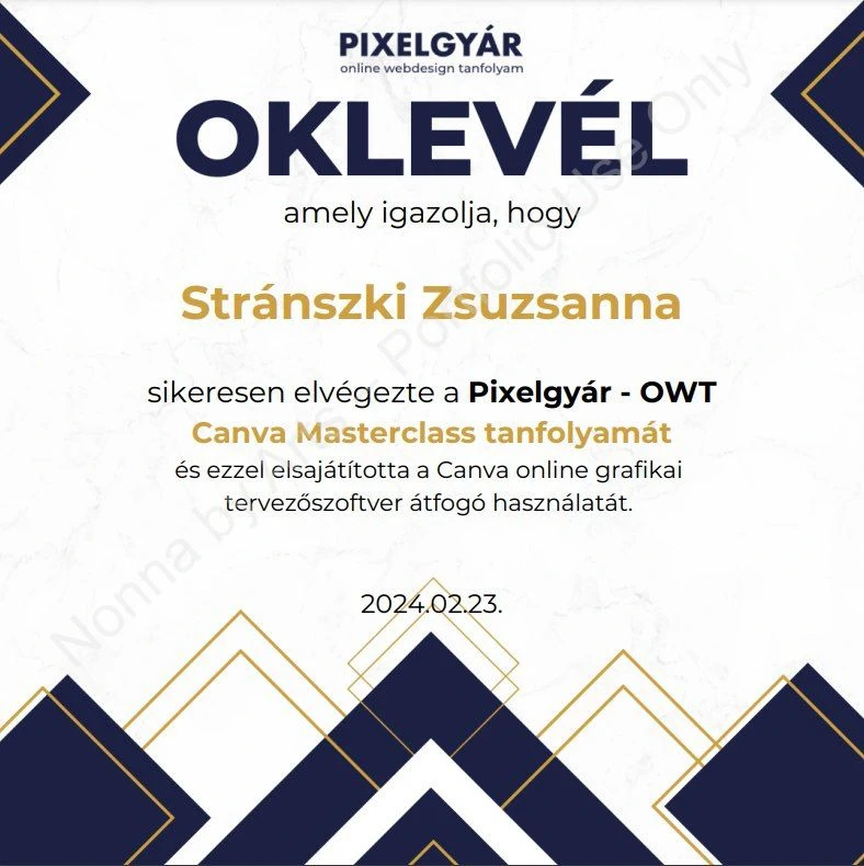 Canva Masterclass oklevél